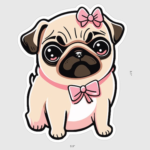 Collectible vinyl pug stickers, weatherproof, durable decals