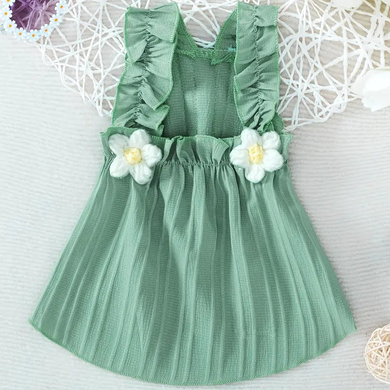 Dreamy Green Daisy Dress for Small to Medium Dogs – Sprinkle Pups