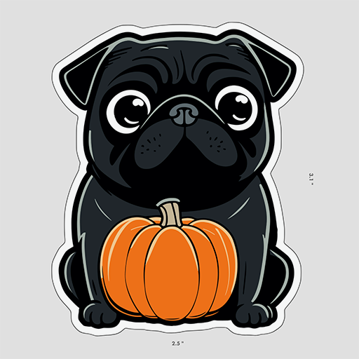 Black Pug Collectible Vinyl Sticker,  Peanut the Pug, Durable Weatherproof 3" Decal, Limited Edition