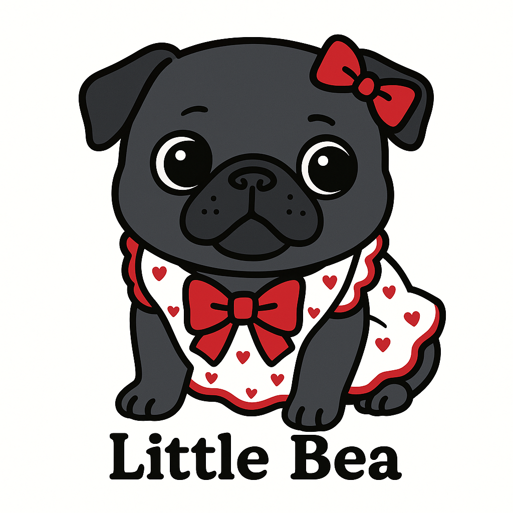 Little Bea Collectible Premium Vinyl Sticker Megapack, 14-Piece Black Pug Collector Set (7 Large + 7 Mini)
