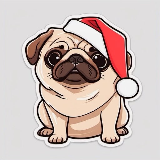 Fawn Pug Collectible Vinyl Sticker, Frosty the Pug, Durable Weatherproof 3" Decal, Limited Edition