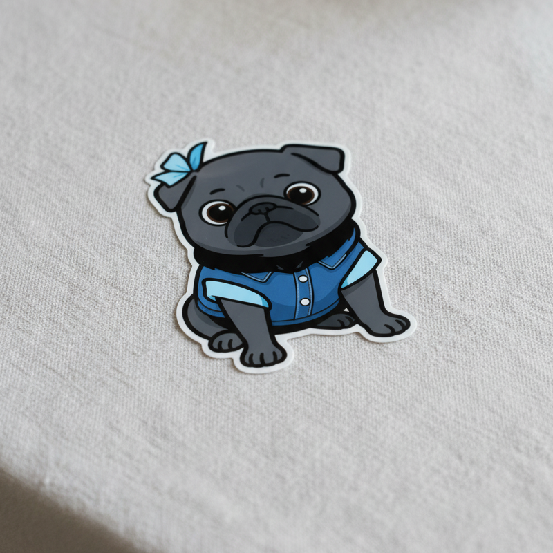 Little Bea Collectible Premium Vinyl Sticker Megapack, 14-Piece Black Pug Collector Set (7 Large + 7 Mini)