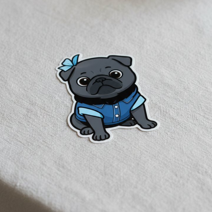 Little Bea Collectible Premium Vinyl Sticker Megapack, 14-Piece Black Pug Collector Set (7 Large + 7 Mini)