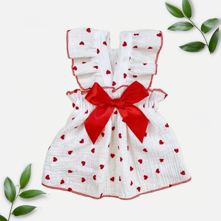 Valentine's Day Heart Print Dress for Small to Medium Dogs