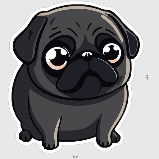 Black Pug Collectible Vinyl Sticker, Bubbles the Pug, Durable Weatherproof 3" Decal, Limited Edition of 30