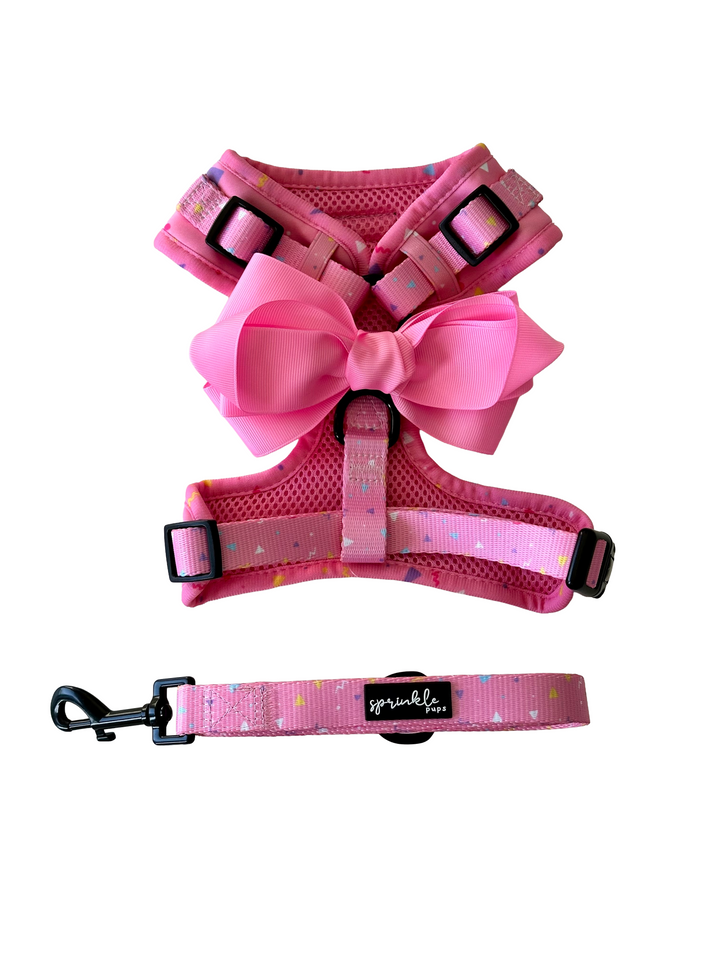 Bundle - Party Paws Matching Harness, Leash and Harness Bow Charm