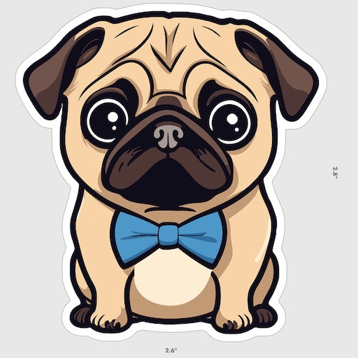 Fawn Pug Collectible Vinyl Sticker, Giuseppe the Pug, Durable Weatherproof 3" Decal, Limited Edition of 30