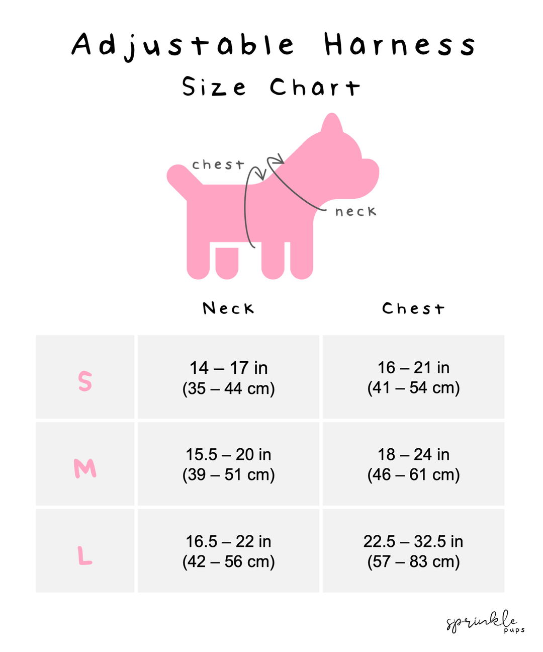 Adjustable Harness Sizing Chart