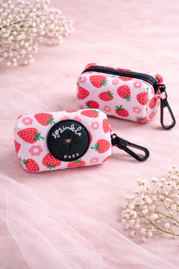 Bundle - Strawberry Shortcake Matching Harness, Leash, Poo Bag Holder and Harness Charm Bow