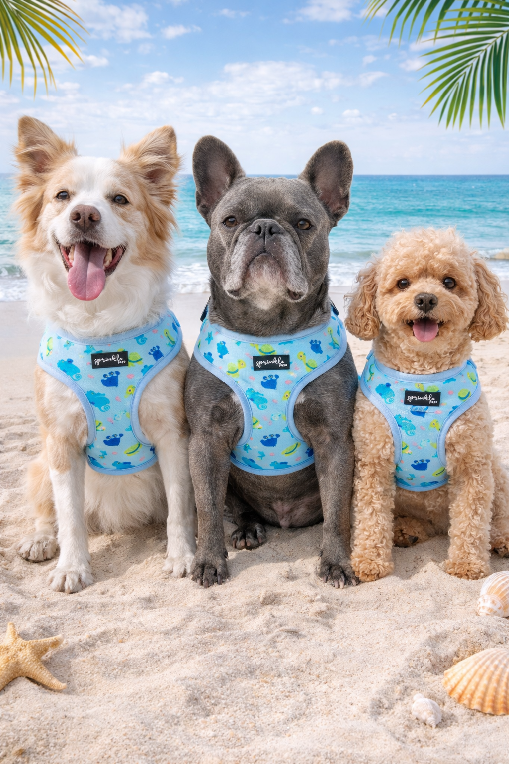 Dog wearing Under the Sea harness - 30% off sale